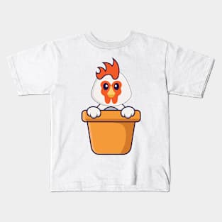 Cute chicken in a flower vase. Kids T-Shirt